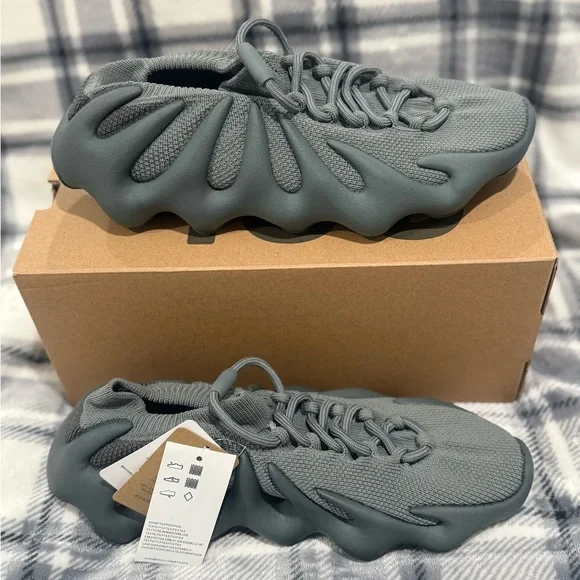 Adidas Yeezy Gray Sneakers with Knit Upper and Unique Sole